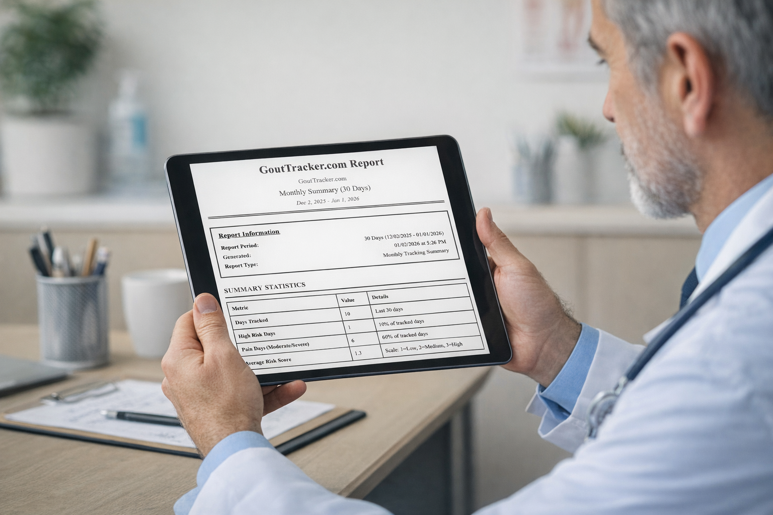 GoutTracker.com Professional Report Example